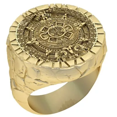 Mayan Sun Calendar Signet Mens Ring Biker Amulet Brass Jewelry • $33.99