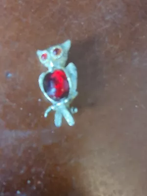 Vintage Red Jelly Belly Mid Century Modern Owl Brooch Pin • $12.99