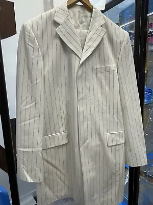 Mens Funky-white  And Black Stripe Zoot Suit. Looks Great With Braces XL 44/46 • £100