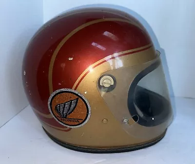 Vtg 1970 Arai Red Gold Full Face Motorcycle Racing Helmet & Vidor 7 1/8 Rare • $299.99