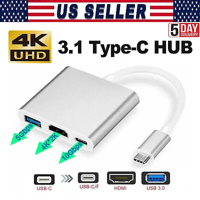 Type-C 3.1 To 4K HDMI +VGA Port USB-C HUB Adapter Converter For MacBook Pro • $8.99