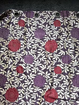 Purple  Red & Gold Floral Lined Eyelet Curtains • £4