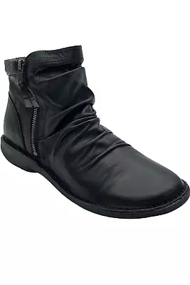 Miz Mooz Leather Ruched Ankle Boots Pleasant Black • $69.99