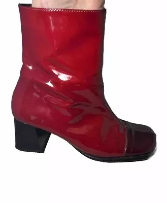 5th Avenue Shiny RED Patent LEATHER Boots Women’s US 9.5 Y2K Style READ • $38.97