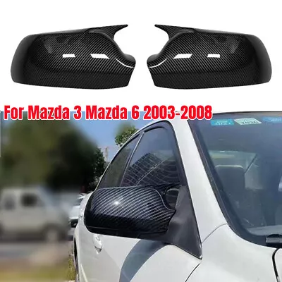 For Mazda 3 6 2003-2008 OX Horn Carbon Fiber ABS Side Rearview Mirror Cover Trim • $47.82