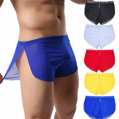 Men Sexy Sheer See Through Boxer Briefs Underwear Mesh Shorts Trunks Underpants • $3.99