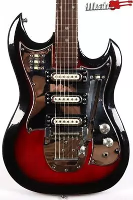 Vintage 1967 Domino Baron 3 Pickup Red Burst Electric Guitar W/ OHSC Japan • $599.99