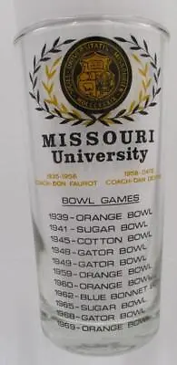 Vtg University Of Missouri Football Glass 1970 Tumbler Mizzou Tigers Bowl Games • $23.80