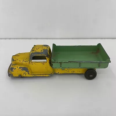 Vintage Tootsietoy Dump Truck 6  Metal Diecast 1950's USA Yellow Green • $15
