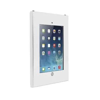 White Steel Anti-Theft Security Enclosure IPad 2 3 4 Air Wall Bracket Mount • £12.99