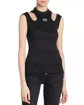 Versace Jeans Couture Costina Sparkle Tank Top Women's 2 Black Heather Pullover • $91.91