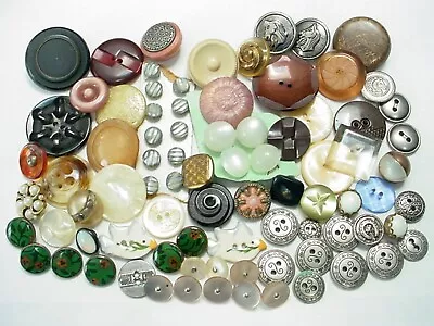 Big Lot Of Vintage Buttons Metal Celluloid Plastic 7 Dozen Assorted Art Deco • $28