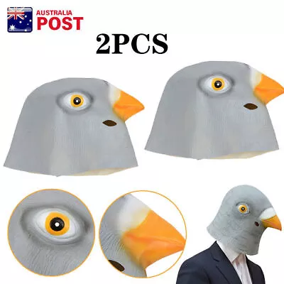 2Pcs Pigeon Head Mask Creepy Animal Halloween Costume Theater Prop Latex Toys AU • $25.99