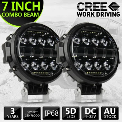 Slim 7 Inch LED Driving Spot Lights Black Round Fog Lights Offroad SUV 4X4 Truck • $89.99