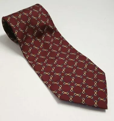 Men's Claybrook Pure Silk Tie Chain Link Burgundy Red 58  X4  Wide • $3