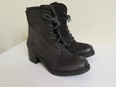 Miz Mooz Leather Lace Up Boots Sloanne Charcoal New 36  • $49
