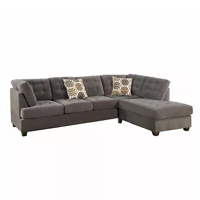 $1415.08 • Buy Luxurious And Plush 2 Piece Corduroy Sectional Sofa In Waffle Suede Charcoal