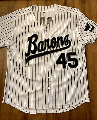 Michael Jordan Birmingham Black Barons Jersey 45 Sz L Black Pen Stripe • $29.99