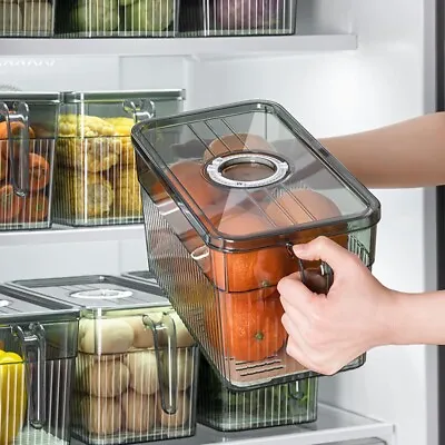 $25.99 • Buy Refrigerator Storage Box Food Container Kitchen Fridge Organiser Freezer