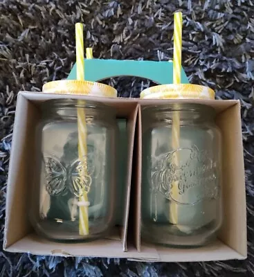 Pioneer Woman Simple Homemade Drinking Mason Jars With Lid & Straw - New • $29.99