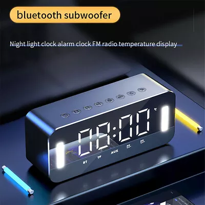 $21.92 • Buy Portable Digital Alarm Clock FM Radio Wireless Bluetooth Mirror LED With Speaker