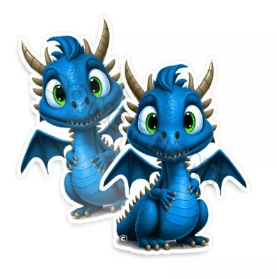 Cute BLUE Baby Dragon Fantasy Adorable Decal Car Bumper Vinyl Sticker M33034 2pk • $4.99