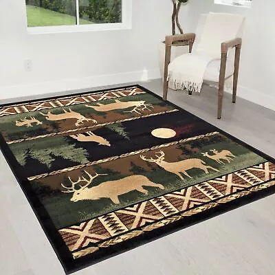 Rug For Lodge 5x7 Cabin Rugs Deer Decor Design Bohemian Area Rugs 8x10 • $79.99