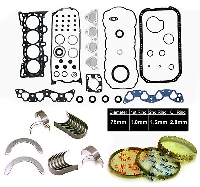 96-00 HONDA Civic Del Sol 1.6 D16Y5 D16Y7 D16Y8 Gaskets Rings Main Rod Bearings • $99.95