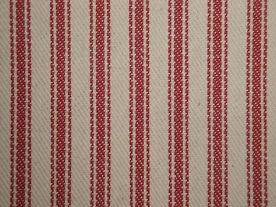 Roc-Ion Red Ticking Stripe Woven Twill Cotton Home Decor Sewing DIY Fabric • £8.69