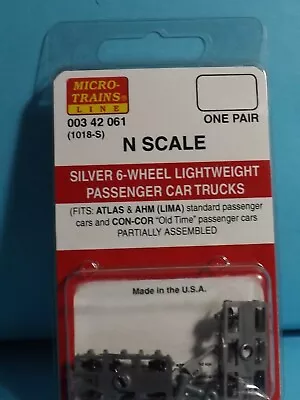 N Scale Micro-Train Couplers (1018-S)  SILVER 6 WHEEL PASS. TRUCK  # 003 42 061 • $16.20