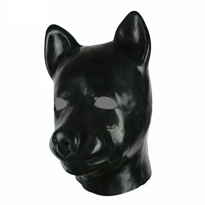 Latex Mask Hood Model Dog Rubber Hood Black Gummi For Party Cosplay • $38