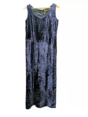 HAMPSTEAD BAZAAR Beaded Velvet Navy Long Line Evening Occasion Dress 12 40 NEW • £75