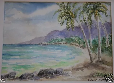 VTG Hawaiiana Orig Framed Signed Watercolor Painting Ma'alaea Bay Maui Hawaii • $130.86