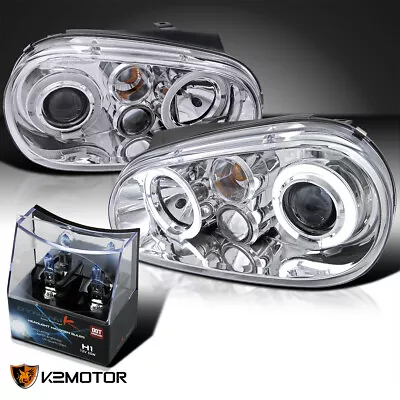 $119.76 • Buy Fit 1999-2005 VW Golf GTI R32 MK4 Clear Projector Headlights+H1 Halogen Bulbs