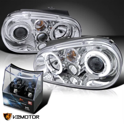 Fit 1999-2005 VW Golf GTI R32 MK4 Clear Projector Headlights+H1 Halogen Bulbs • $125.76