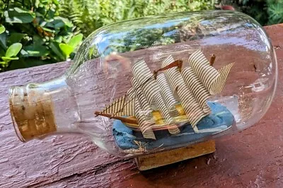 Vintage 3 Mast Sailing Ship In A Glass Bottle • $18