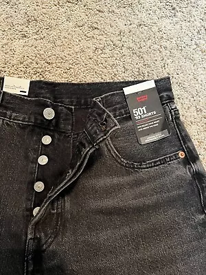 Levis 501XX Mens 93’ Jeans Shorts Sz 32 Faded Button Fly Cut Off Black 6” Inseam • $18