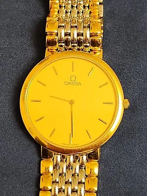 Men's Omega De Ville 32 Mm Watch Gold Dial Two Tone Gold-Plated Bracelet • $619.50