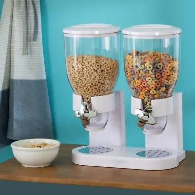 Cereal Dispenser Double Container Dry Food Kitchen Storage Machine Twist Knob • £14.95