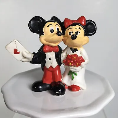 Vintage Walt Disney Productions Mickey Mouse Minnie Bride Groom Figurine Wedding • $9.95