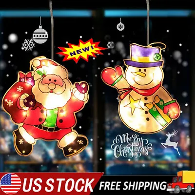 $10.50 • Buy Christmas Window Hanging LED Light Xmas Ornament Suction Cup Battery Decor QA