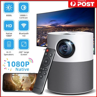 $209.99 • Buy 4K 1080P HD Bluetooth Video Projector Wifi USB HDMI Portable Home Projector