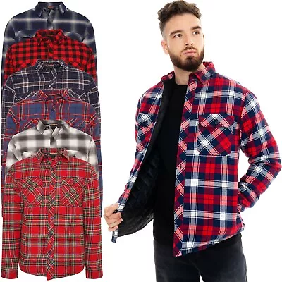 River Road Mens Quilted Padded Shirt Jacket Lined Lumberjack Fleece Flannel Warm • £18.98