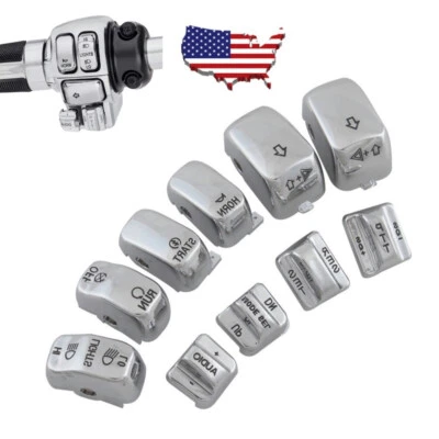 $16.99 • Buy 10xChrome Hand Control Switch Caps Button Cover For Harley FLHT FLHTC FLHX FLTRX