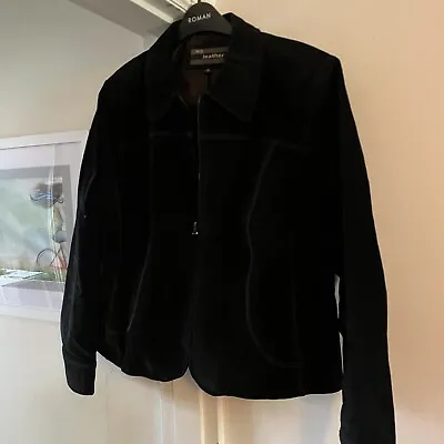 £35 • Buy Black Soft Genuine Suede Leather Harrington Jacket. Zip Front. Shaped. Size 18