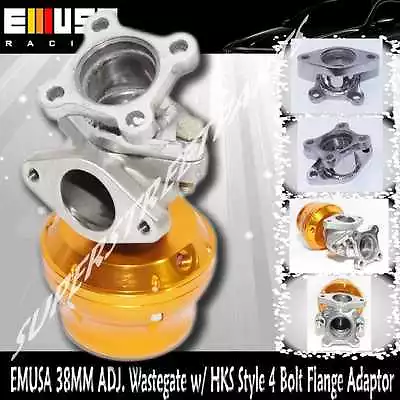 EMUSA 38mm ADJ. Turbo Wastegate+Steel Adaptor For Replace SSQV Wastegate 4 Bolts • $89.99