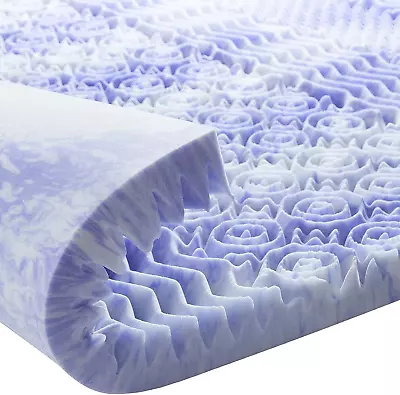 2 Inch 7-Zone Queen Memory Foam Mattress Topper Cooling Gel Infused Foam Mattre • $68.99