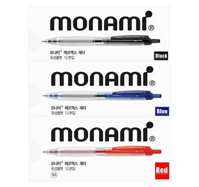 Monami Ball Point Pen Gel Pen FX Zeta 0.5mm F5 Ink 12 Pcs Black Blue Red Color • $18.99