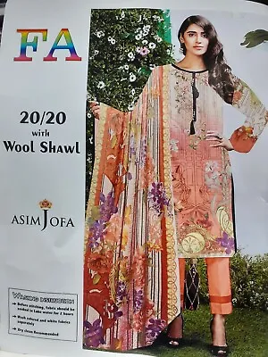 £13.50 • Buy Asim Jofa Marina 3 Pcs Designer Suit With Wool Shawl Stitched Fa-a