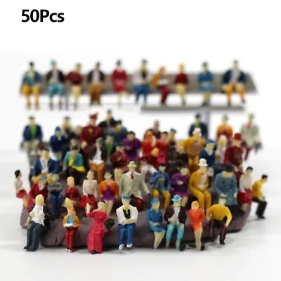 50 Pcs HO Scale 1:87 Painted Figures Model People Passengers Trains (lots Poses) • £6.60